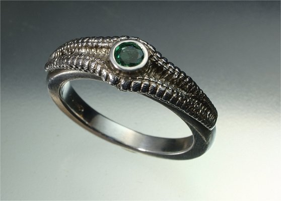 Natural twist secrets of the sea sterling silver & emerald ring
